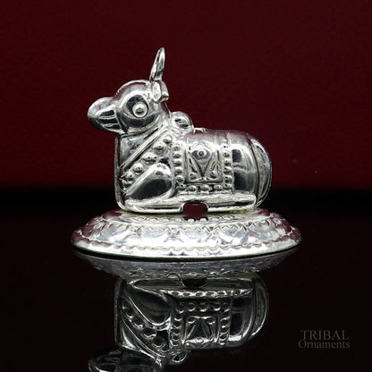 Lord Shiva Vahan Nandi Maharaj sterling silver handmade small article for puja, best gift for lord Shiva, divine statue su614 - TRIBAL ORNAMENTS