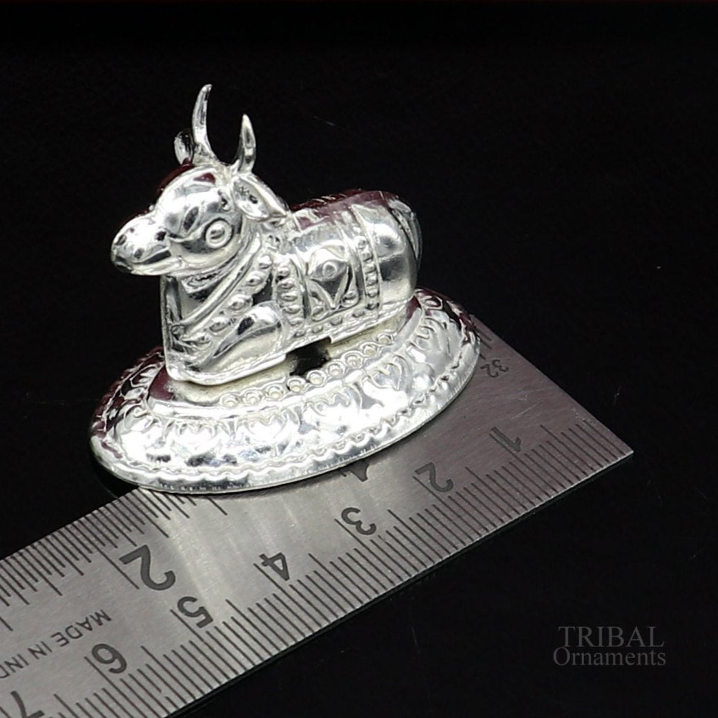 Lord Shiva Vahan Nandi Maharaj sterling silver handmade small article for puja, best gift for lord Shiva, divine statue su614 - TRIBAL ORNAMENTS