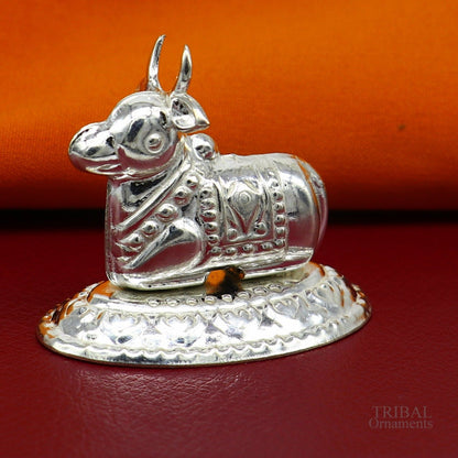 Lord Shiva Vahan Nandi Maharaj sterling silver handmade small article for puja, best gift for lord Shiva, divine statue su614 - TRIBAL ORNAMENTS
