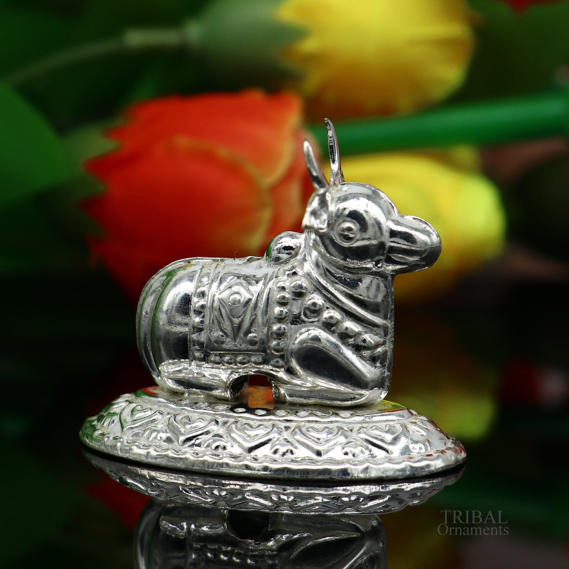 Lord Shiva Vahan Nandi Maharaj sterling silver handmade small article for puja, best gift for lord Shiva, divine statue su614 - TRIBAL ORNAMENTS
