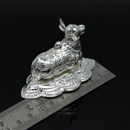 Lord Shiva Vahan Nandi Maharaj sterling silver handmade small article for puja, best gift for lord Shiva, divine statue su712 - TRIBAL ORNAMENTS