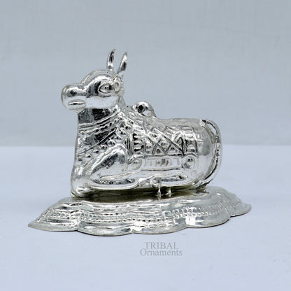 Lord Shiva Vahan Nandi Maharaj sterling silver handmade small article for puja, best gift for lord Shiva, divine statue su712 - TRIBAL ORNAMENTS