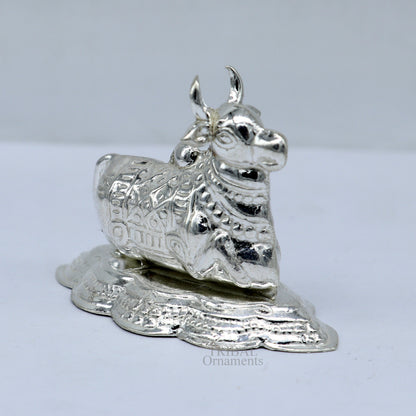 Lord Shiva Vahan Nandi Maharaj sterling silver handmade small article for puja, best gift for lord Shiva, divine statue su712 - TRIBAL ORNAMENTS