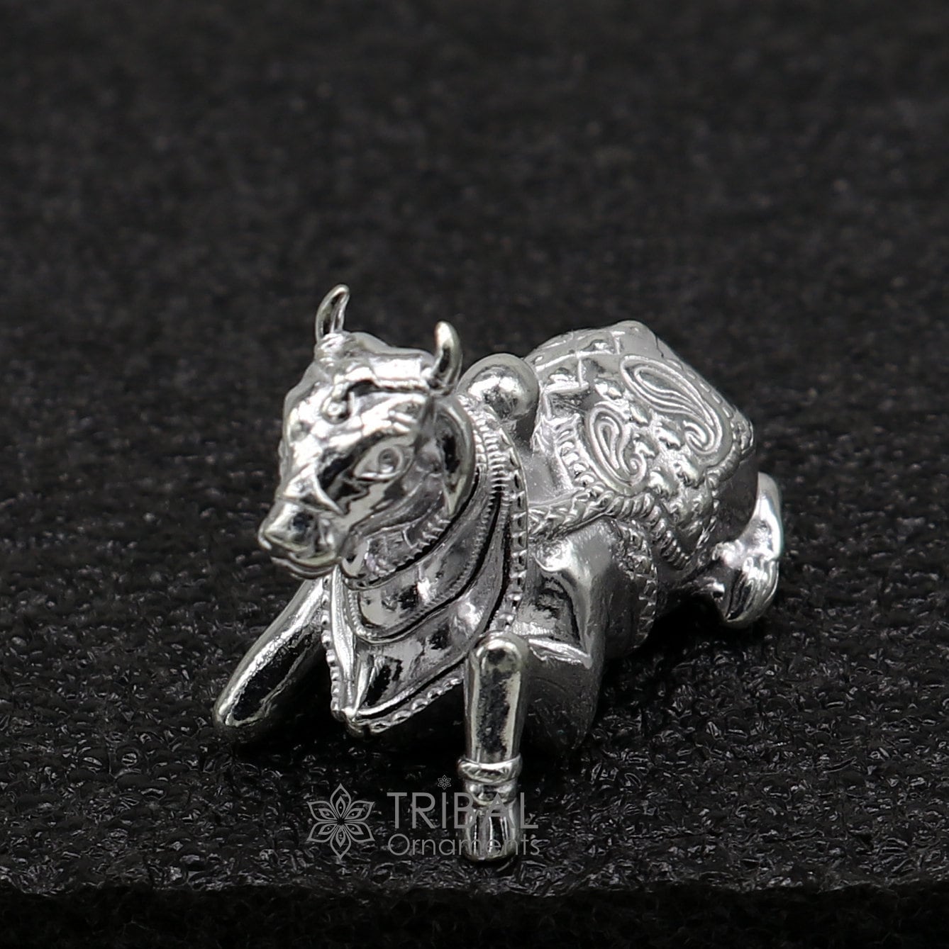 Lord Shiva Vahan Nandi Maharaj solid 925 sterling silver handmade small statue for puja, best gift for lord Shiva, divine statue art0648 - TRIBAL ORNAMENTS