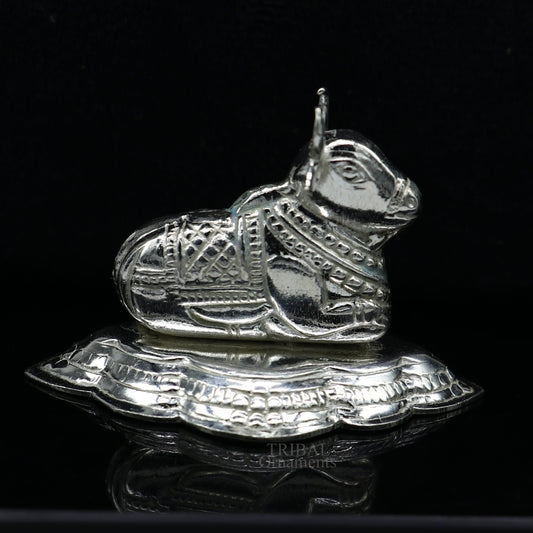 Lord Shiva Vahan Nandi Maharaj sterling silver handmade small article for puja, best gift for lord Shiva, divine statue su713 - TRIBAL ORNAMENTS