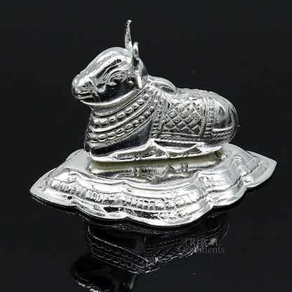 Lord Shiva Vahan Nandi Maharaj sterling silver handmade small article for puja, best gift for lord Shiva, divine statue su713 - TRIBAL ORNAMENTS