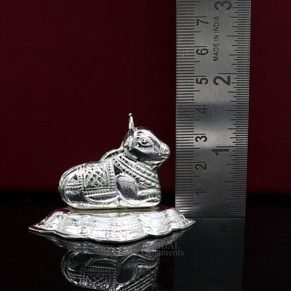Lord Shiva Vahan Nandi Maharaj sterling silver handmade small article for puja, best gift for lord Shiva, divine statue su713 - TRIBAL ORNAMENTS