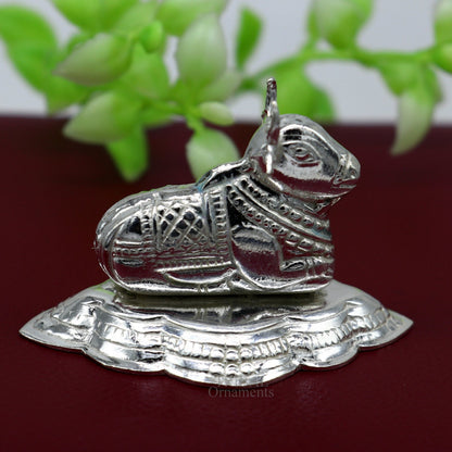 Lord Shiva Vahan Nandi Maharaj sterling silver handmade small article for puja, best gift for lord Shiva, divine statue su713 - TRIBAL ORNAMENTS
