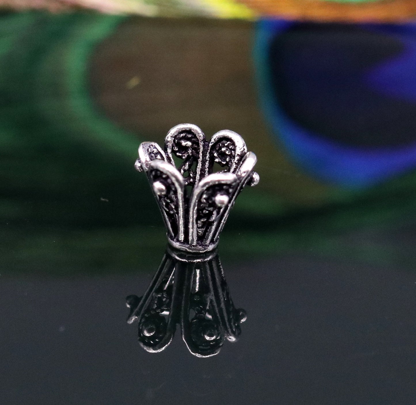 Lot 10 pieces Antique design handmade 925 sterling silver caps for loose beads for jewelry making ideas bd06 - TRIBAL ORNAMENTS