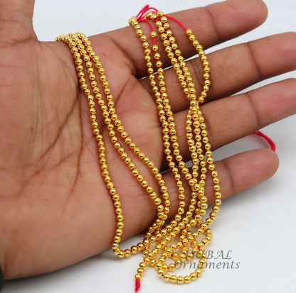 20-piece set of 3mm vintage handmade 22k yellow gold beads by Tribal Ornaments for custom jewelry making.