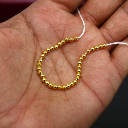 Lot of 20 vintage 3mm 22k yellow gold beads from Tribal Ornaments, handmade traditional loose beads for custom jewelry making.