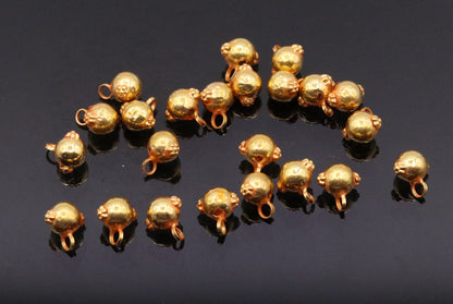Lot 20 pieces Vintage antique design handmade hanging bells or ball fabulous 22karat yellow gold findings jewelry making ideas - TRIBAL ORNAMENTS