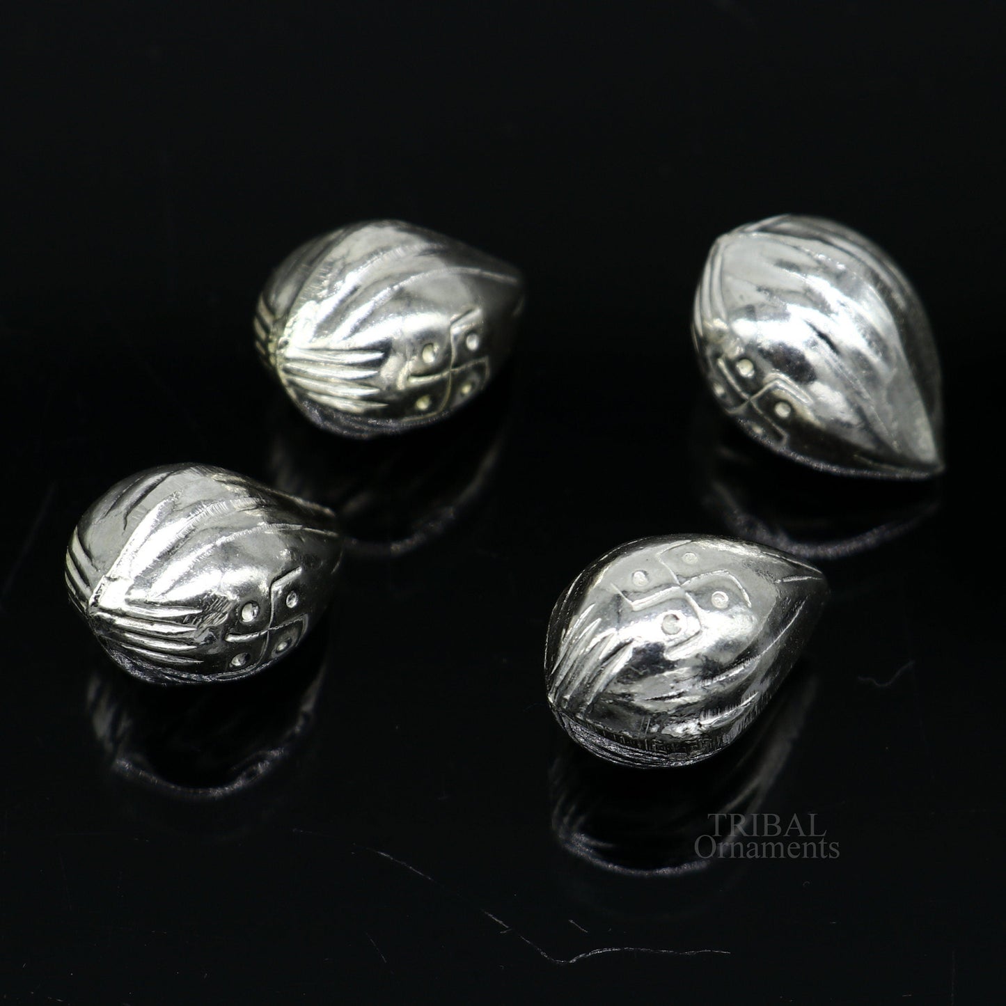Lot 4 pieces Sterling silver handmade betal palm tree seed , silver Supari, puja article, silver betel worshipping art utensils  su684 - TRIBAL ORNAMENTS