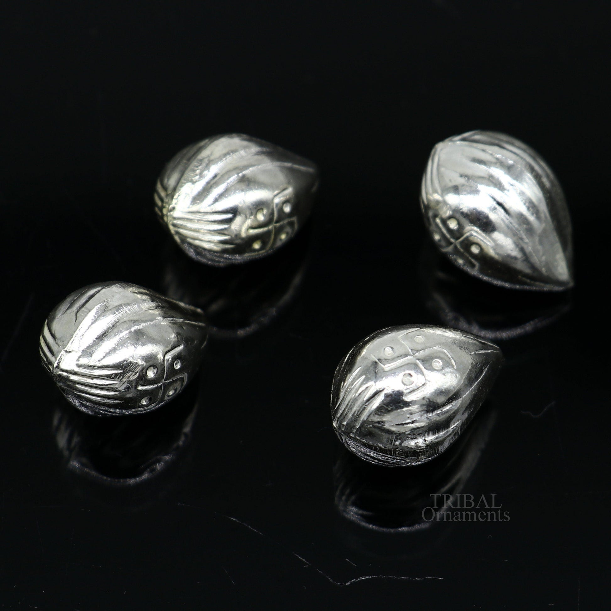 Lot 4 pieces Sterling silver handmade betal palm tree seed , silver Supari, puja article, silver betel worshipping art utensils  su684 - TRIBAL ORNAMENTS
