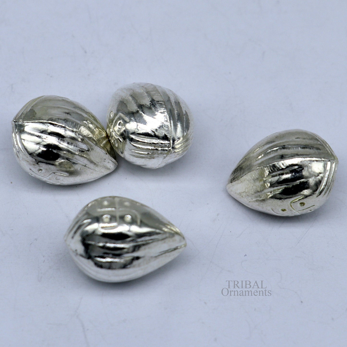 Lot 4 pieces Sterling silver handmade betal palm tree seed , silver Supari, puja article, silver betel worshipping art utensils  su684 - TRIBAL ORNAMENTS