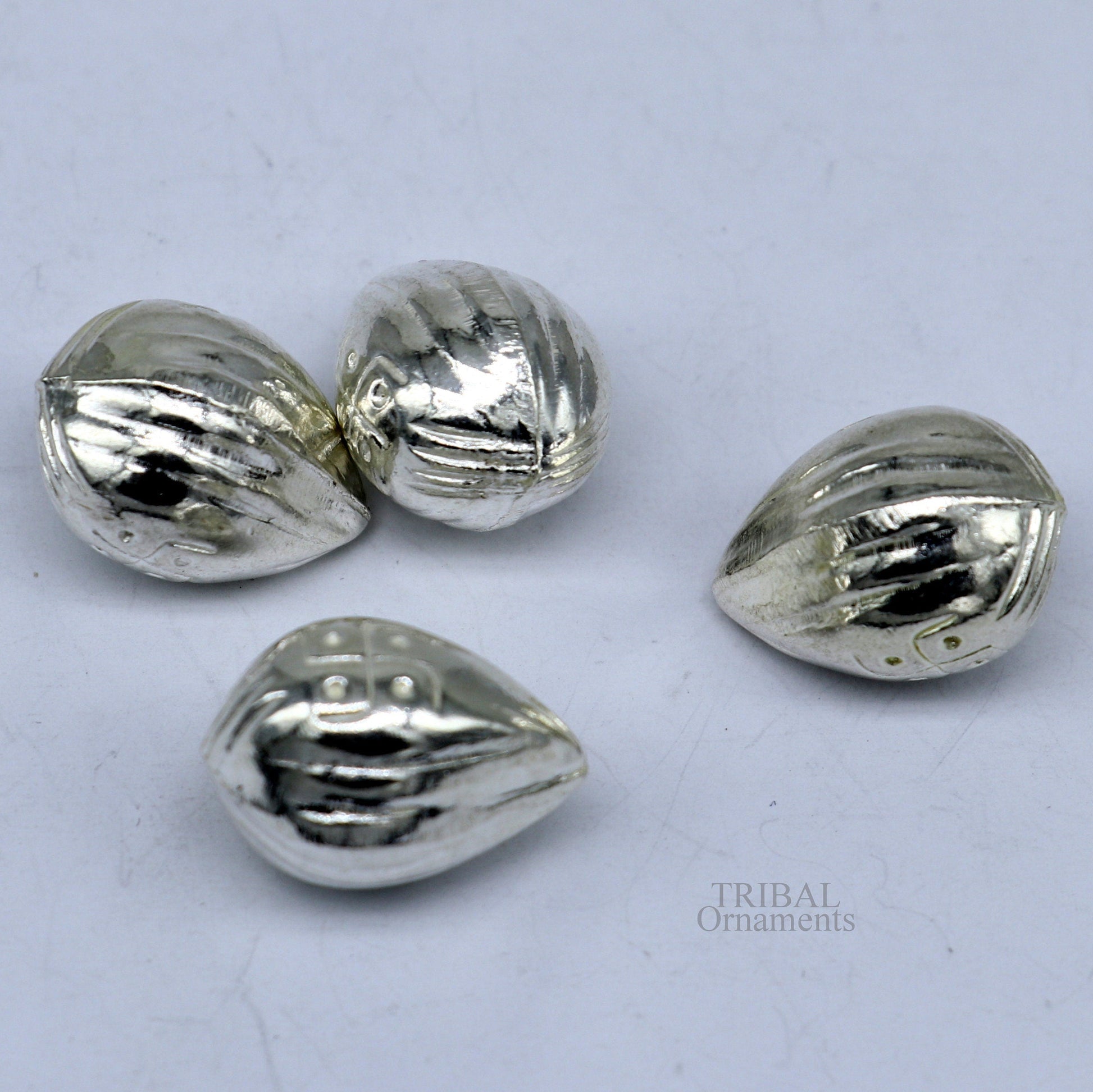 Lot 4 pieces Sterling silver handmade betal palm tree seed , silver Supari, puja article, silver betel worshipping art utensils  su684 - TRIBAL ORNAMENTS