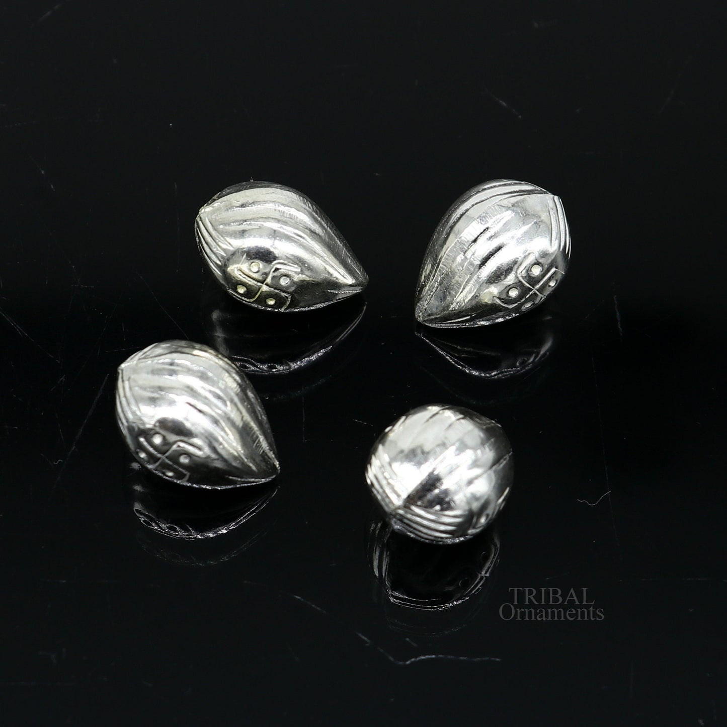 Lot 4 pieces Sterling silver handmade betal palm tree seed , silver Supari, puja article, silver betel worshipping art utensils  su684 - TRIBAL ORNAMENTS