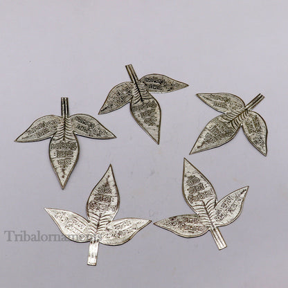 Lot 5 pcs bel Patra Solid silver handmade solid belva patra, shiva worshipping/ puja article, belpatra or belva tree leaves india su508 - TRIBAL ORNAMENTS