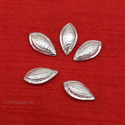 Lot 5 pieces Sterling silver handmade puja article, pure silver dry fruit, silver almond puja,gift for idols God, best puja temple art su437 - TRIBAL ORNAMENTS