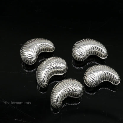 Lot 5 pieces Sterling silver handmade silver dry fruit, silver cashew kaju nut for puja, best gift for idols God, best puja article su438 - TRIBAL ORNAMENTS