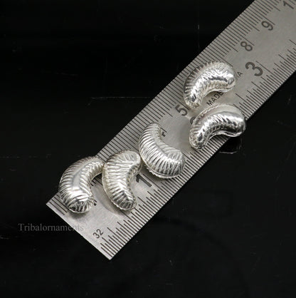 Lot 5 pieces Sterling silver handmade silver dry fruit, silver cashew kaju nut for puja, best gift for idols God, best puja article su438 - TRIBAL ORNAMENTS