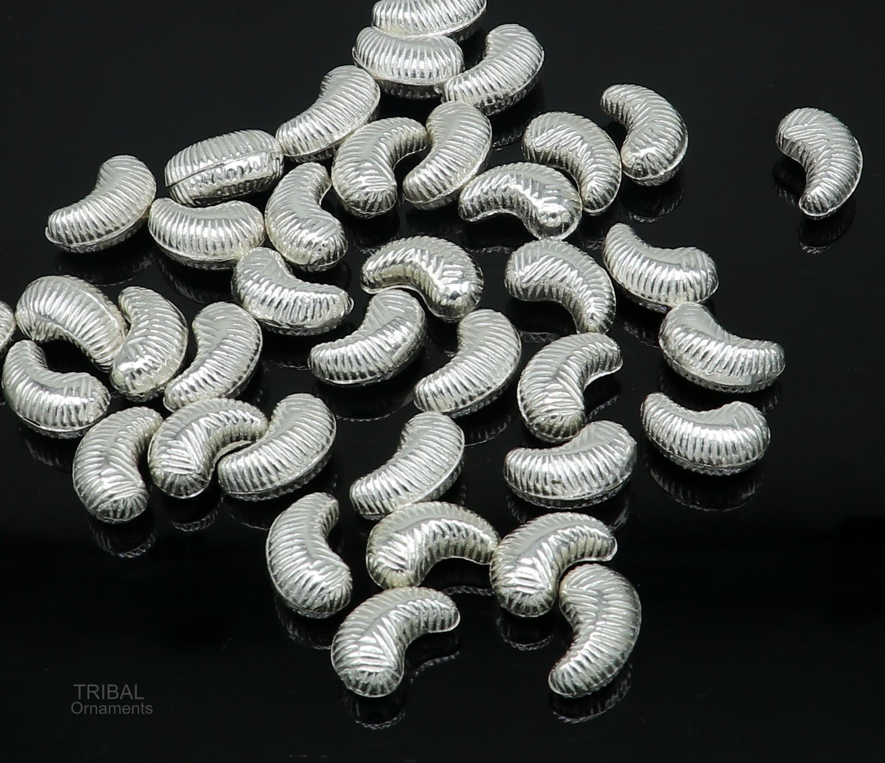 Lot 5 pieces Sterling silver handmade silver dry fruit, silver cashew kaju nut for puja, best gift for idols God, best puja article su438 - TRIBAL ORNAMENTS