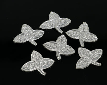 Lot 6 pieces Solid real silver handmade solid belva patra, shiva worshipping/ puja article, belpatra or belva tree leaves from india su354 - TRIBAL ORNAMENTS