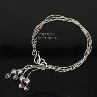 Modern chunky 925 sterling silver adjustable multiline chain bracelet by TRIBAL ORNAMENTS featuring stylish jewelry design.