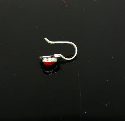 Modern trendy stylish 925 sterling silver customized single coral nose pin, best gift nose plug, clip-on nose pin, fabulous party wear np109 - TRIBAL ORNAMENTS