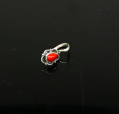 Modern trendy stylish 925 sterling silver customized single coral nose pin, best gift nose plug, clip-on nose pin, fabulous party wear np110 - TRIBAL ORNAMENTS