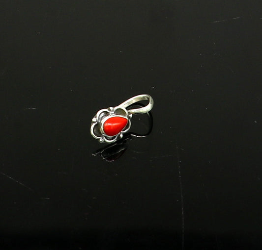 Modern trendy stylish 925 sterling silver customized single coral nose pin, best gift nose plug, clip-on nose pin, fabulous party wear np110 - TRIBAL ORNAMENTS