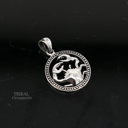 Modern trendy Zodiac Cancer symbol pendant in 925 sterling silver, featuring a unique horoscope design by TRIBAL ORNAMENTS.