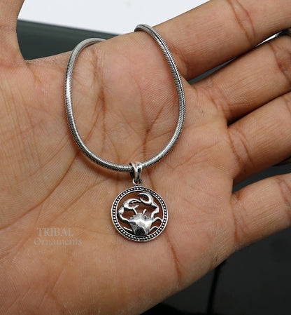 Modern trendy Zodiac Cancer pendant in 925 sterling silver, featuring the horoscope symbol with intricate design by Tribal Ornaments.