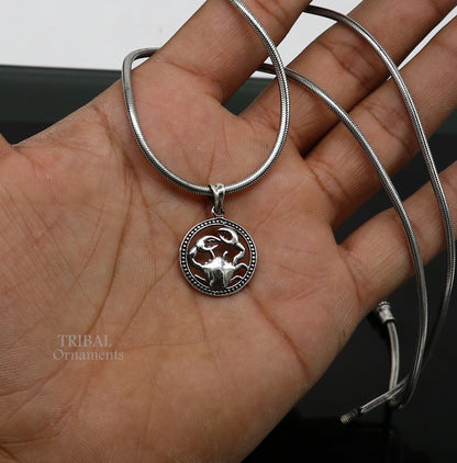 Modern trendy Zodiac Cancer pendant in 925 sterling silver with unique horoscope design, jewelry by TRIBAL ORNAMENTS.