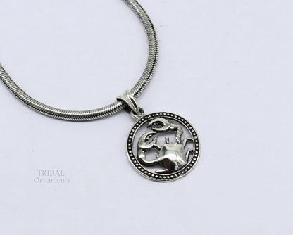 Modern trendy Zodiac Cancer symbol pendant in 925 sterling silver, featuring a unique horoscope design by TRIBAL ORNAMENTS.