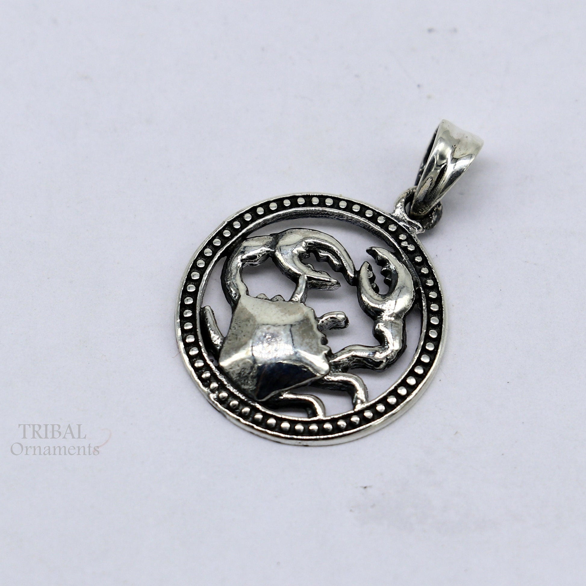 Modern trendy Zodiac sign Cancer symbol pendant 925 sterling silver unique Design horoscope "Kark Rashi" pendant best jewelry nsp581 - TRIBAL ORNAMENTS