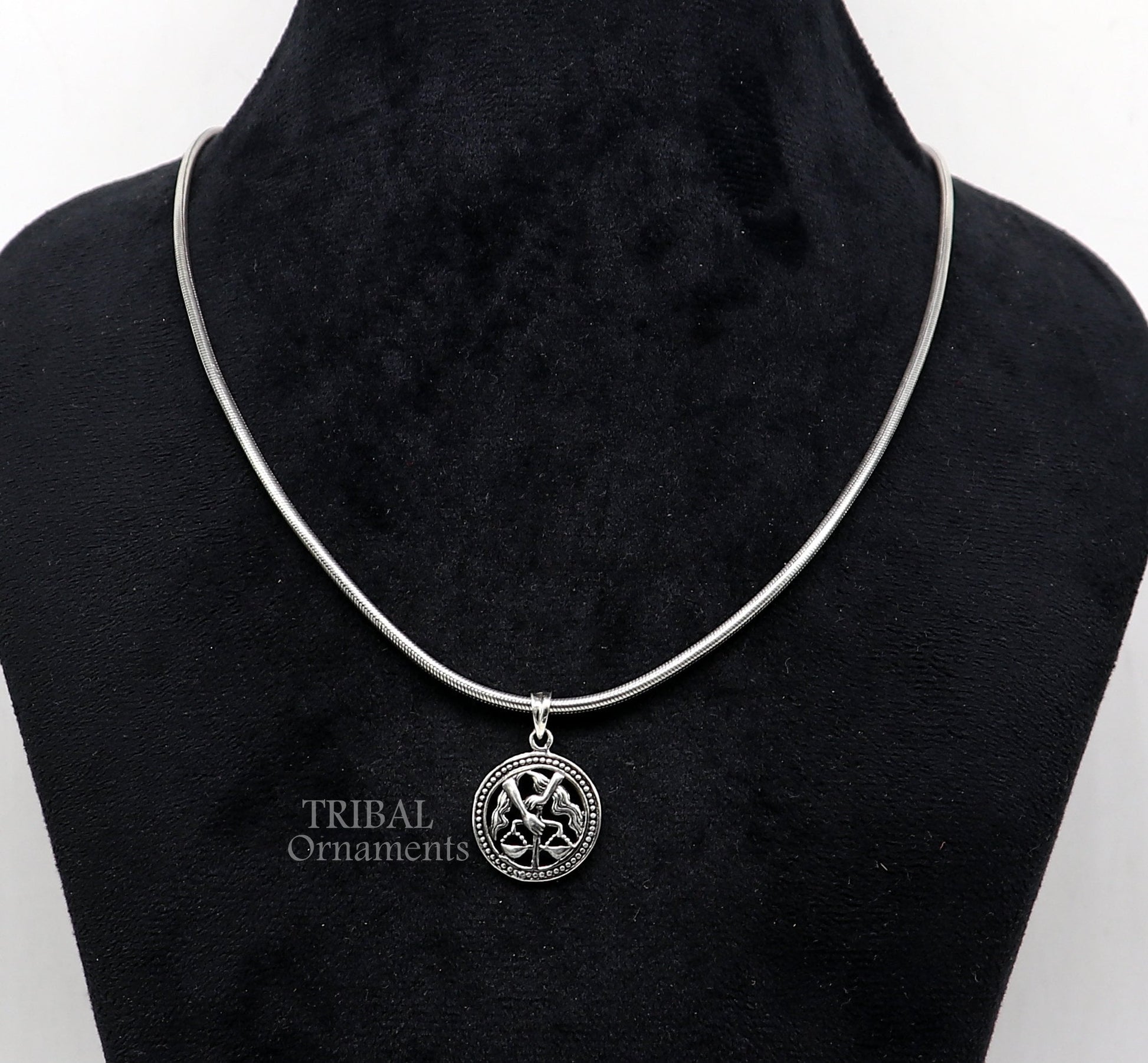 Modern trendy Zodiac sign Capricorn symbol pendant 925 sterling silver unique Design horoscope "Tula Rashi" pendant best jewelry nsp576 - TRIBAL ORNAMENTS