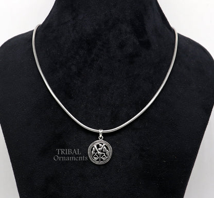 Sterling silver Libra zodiac sign pendant with Tula Rashi horoscope symbol, modern tribal jewelry by Tribal Ornaments.
