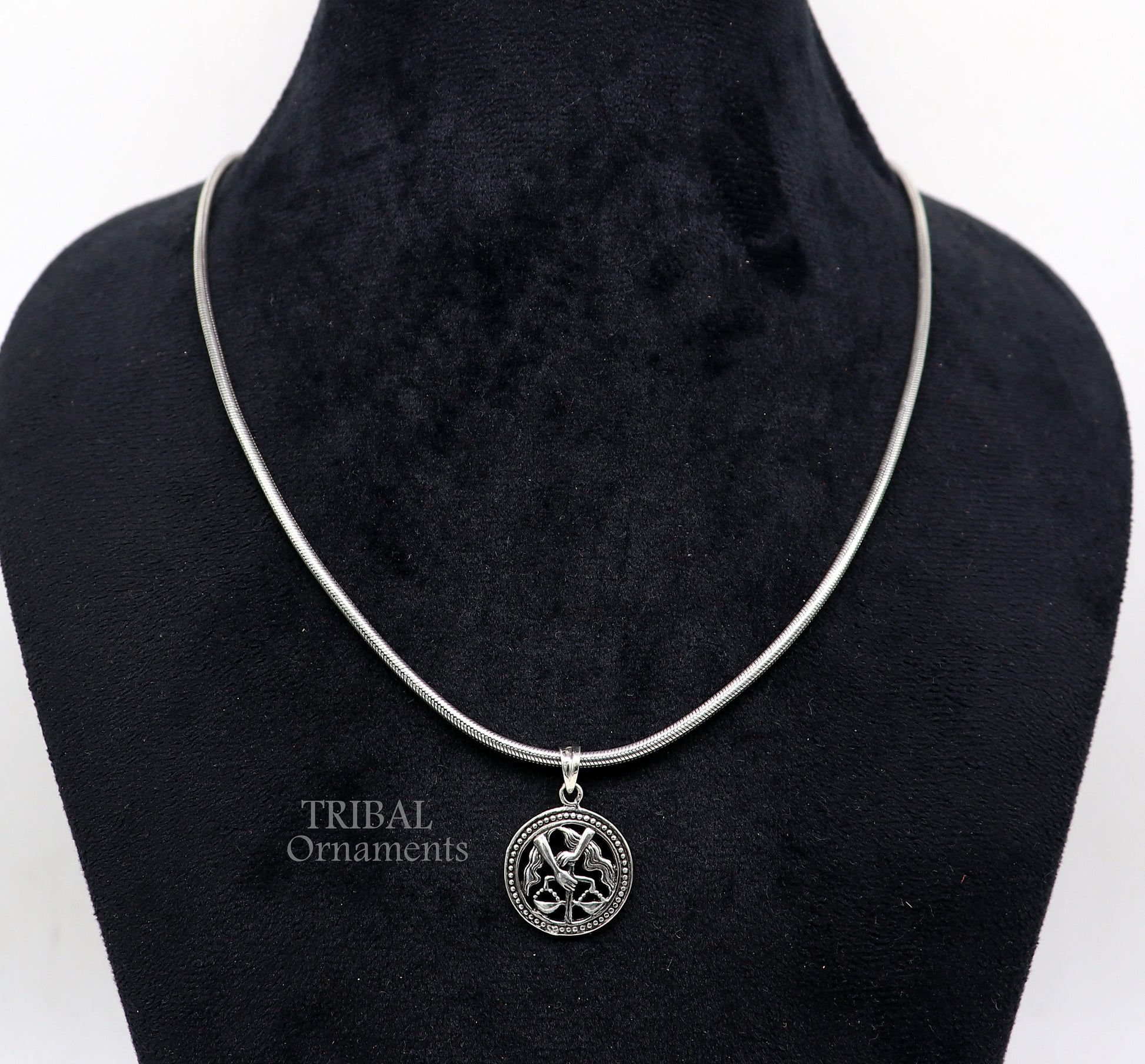 Modern trendy Zodiac sign Capricorn symbol pendant 925 sterling silver unique Design horoscope "Tula Rashi" pendant best jewelry nsp576 - TRIBAL ORNAMENTS