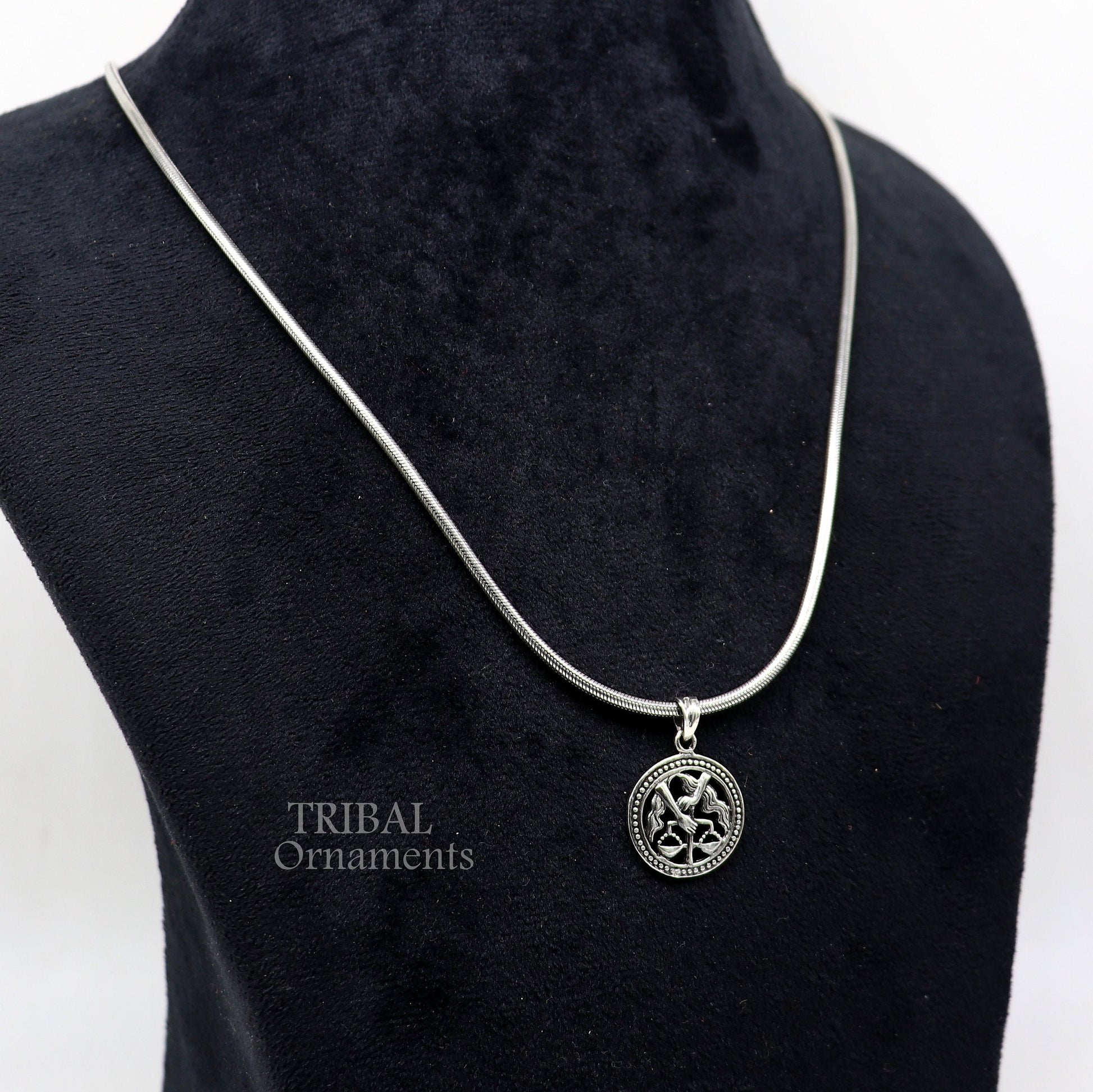 Modern trendy Zodiac sign Capricorn symbol pendant 925 sterling silver unique Design horoscope "Tula Rashi" pendant best jewelry nsp576 - TRIBAL ORNAMENTS