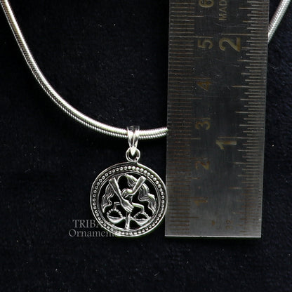 Sterling silver Libra zodiac sign pendant featuring a modern Libra symbol, crafted by Tribal Ornaments, perfect for horoscope jewelry.