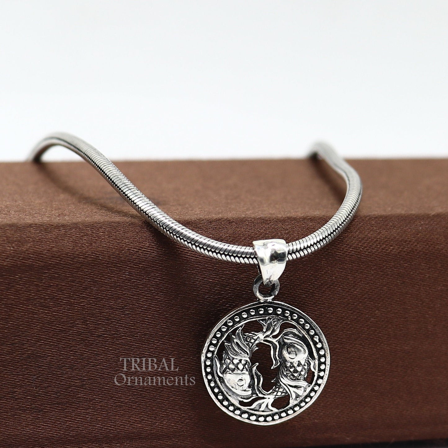 Modern trendy Zodiac sign Pisces symbol pendant 925 sterling silver unique Design horoscope "Meen Rashi" pendant best jewelry nsp577 - TRIBAL ORNAMENTS