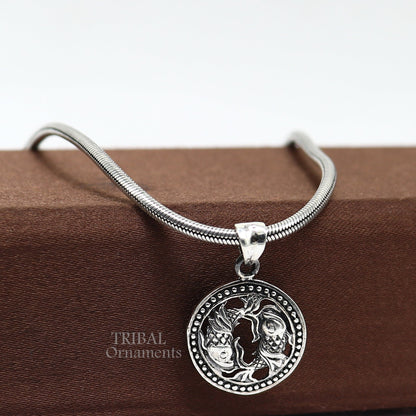 Sterling silver Pisces zodiac sign pendant with unique design, featuring the "Meen Rashi" horoscope symbol in elegant jewelry style.