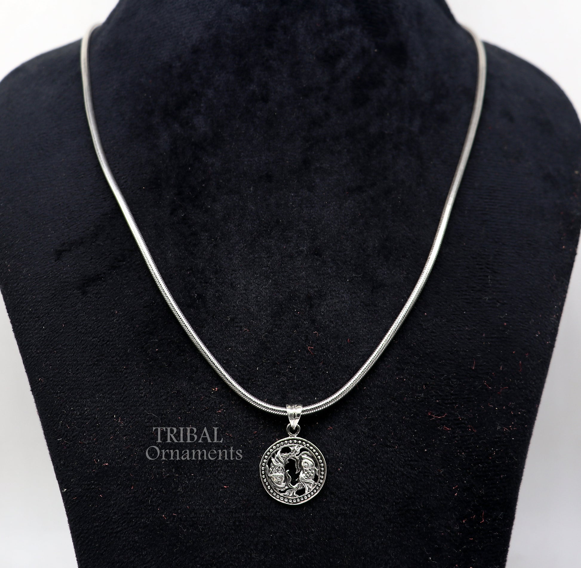 Modern trendy Zodiac sign Pisces symbol pendant 925 sterling silver unique Design horoscope "Meen Rashi" pendant best jewelry nsp577 - TRIBAL ORNAMENTS