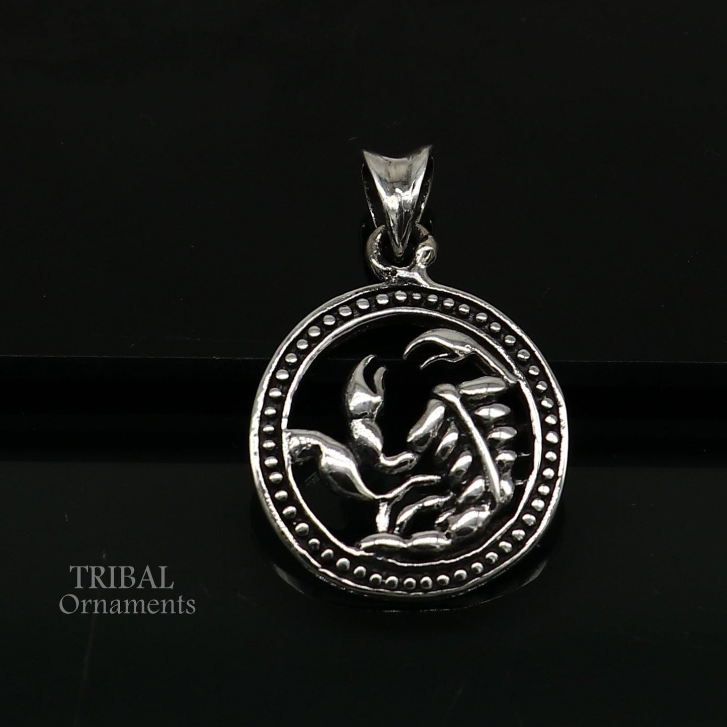 Modern trendy Zodiac sign Scorpio symbol pendant 925 sterling silver unique Design horoscope "Vrischik Rashi" pendant best jewelry nsp582 - TRIBAL ORNAMENTS