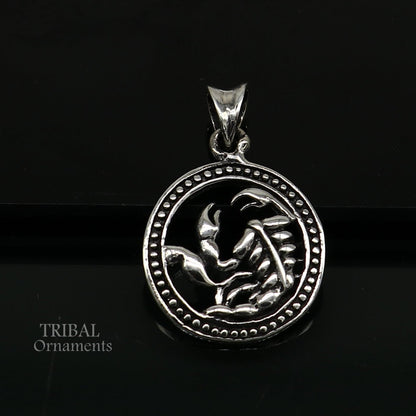 Sterling silver Scorpio zodiac pendant featuring the Scorpio symbol, modern tribal design, crafted by Tribal Ornaments.