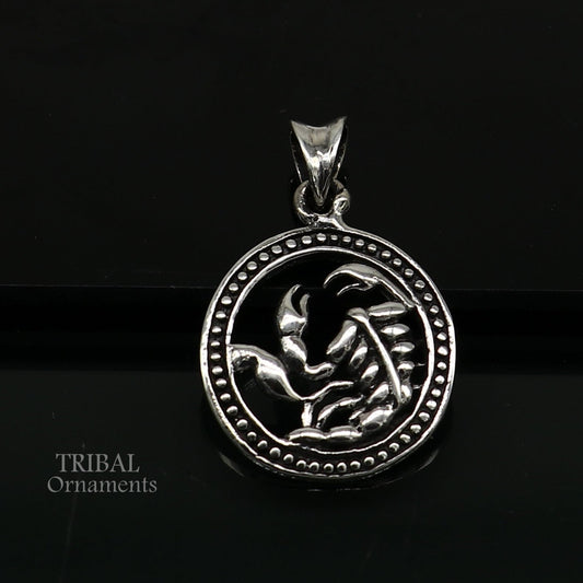 Modern trendy Zodiac sign Scorpio symbol pendant 925 sterling silver unique Design horoscope "Vrischik Rashi" pendant best jewelry nsp582 - TRIBAL ORNAMENTS