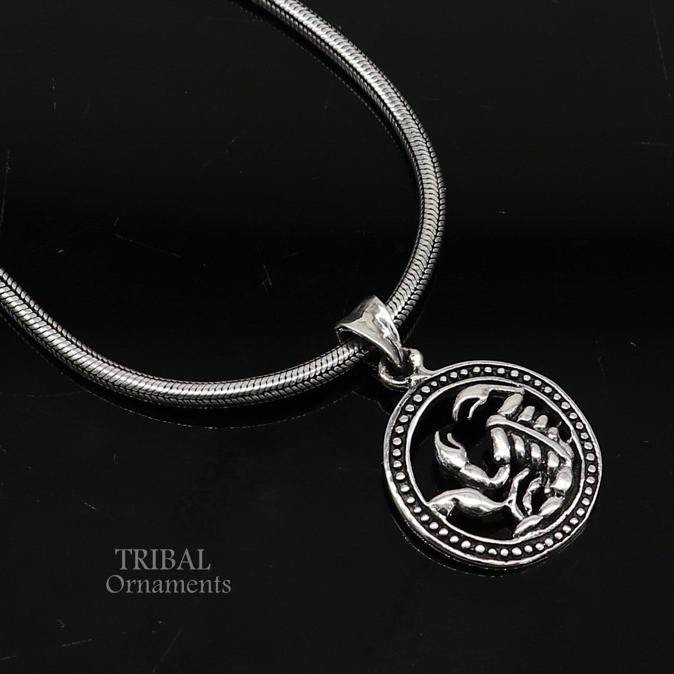 FOTL Symbol Black Necklace オニキス925silver Zodiac sign Scorpio symbol pendant 925 sterling silver 