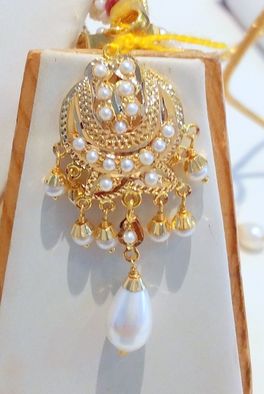 mothers day special Real 22kt gold pearls studded necklace bollywood style india vintage - TRIBAL ORNAMENTS