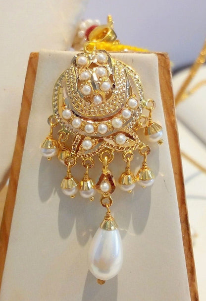 mothers day special Real 22kt gold pearls studded necklace bollywood style india vintage - TRIBAL ORNAMENTS